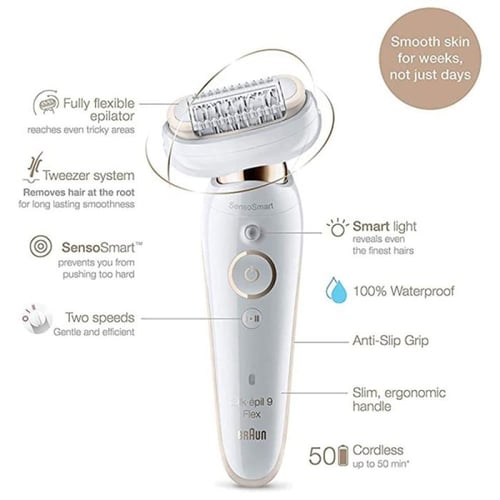 مجموعة إزالة الشعر من براون أي اس 9300 3D - أبيض