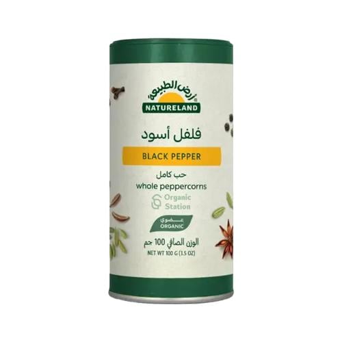 فلفل أسود حب كامل عضوى ارض الطبيعة 100جم