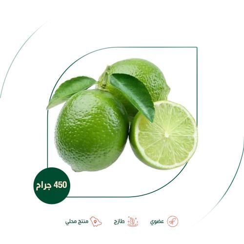 ليمون اخضر طازج عضوي مزرعة السلوى العضوية 450 جم