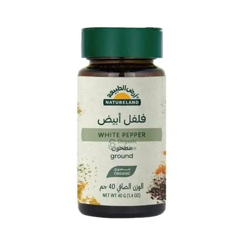 فلفل ابيض مطحون عضوي ارض الطبيعة 40 جم