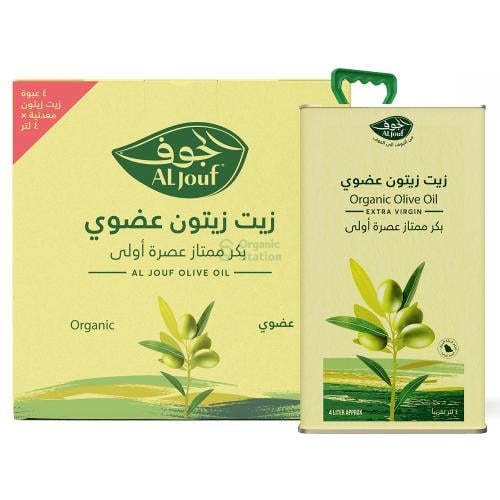 كرتون زيت زيتون عضوي بكر الجوف جالون 4*4 لتر