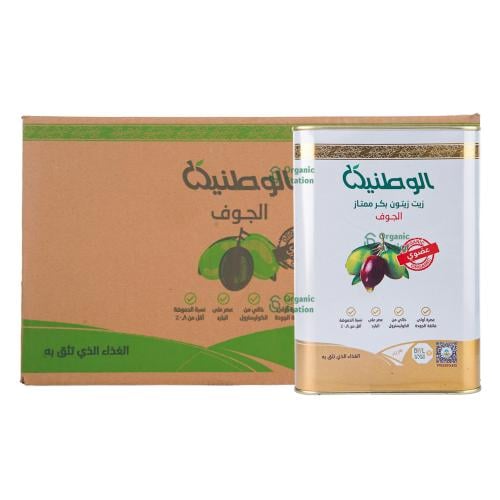 كرتون زيت زيتون عضوي 3 لتر الوطنية 6 علبه