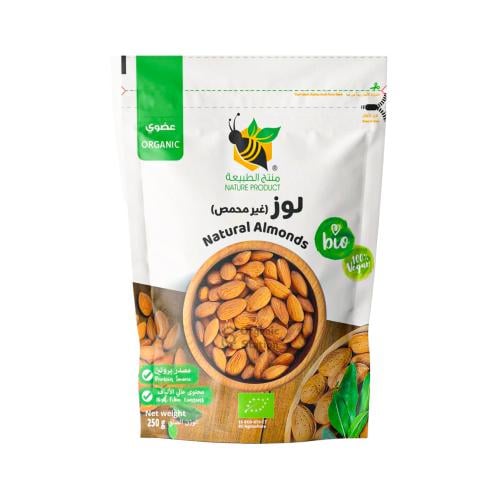 لوز عضوي غير محمص منتج الطبيعة 250جم