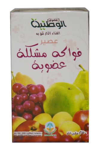 كرتون عصير الفواكه المشكله عضوي الوطنيه ٢٤ حبه