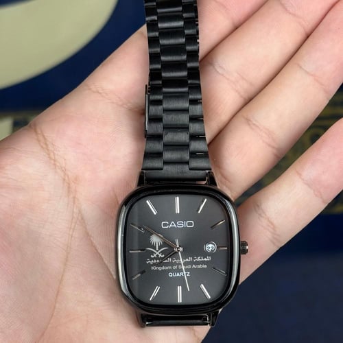 ساعة كاسيو بنقش خاص بالمملكة اسود ملكي