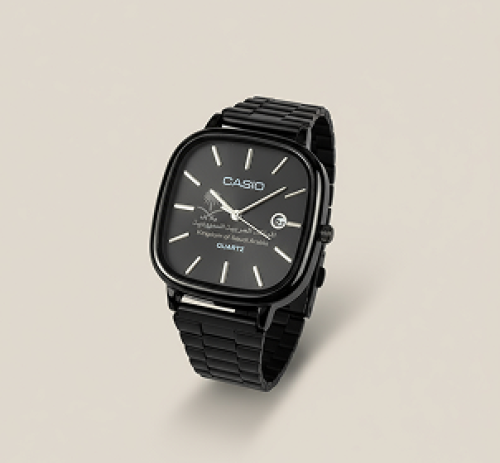 ساعة كاسيو بنقش خاص بالمملكة اسود ملكي