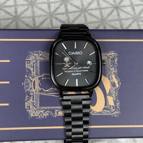 ساعة كاسيو بنقش خاص بالمملكة اسود ملكي