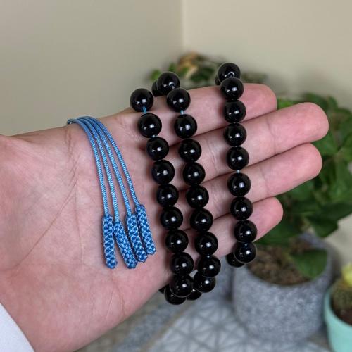 سبحة بكلايت أسود بكركوشة سماوي