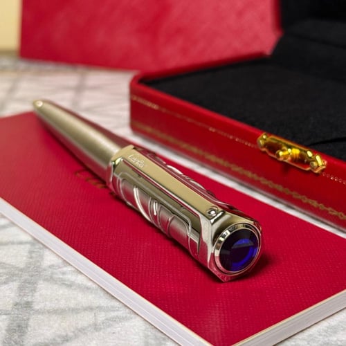 قلم سري سداسي فضي بياقوتة زرقاء