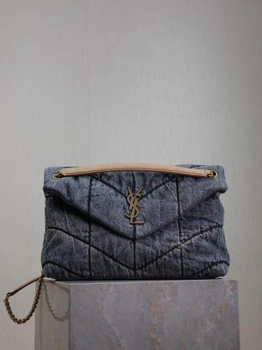 سالوران PUFFER SMALL IN SUEDE AND DENIM