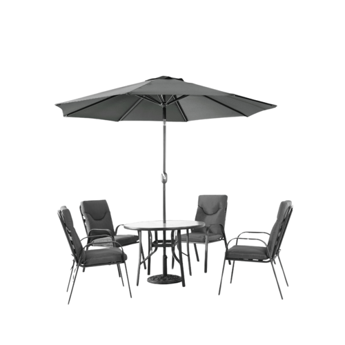 طقم جلسة خارجية 4 كراسي مع طاولة مظلة