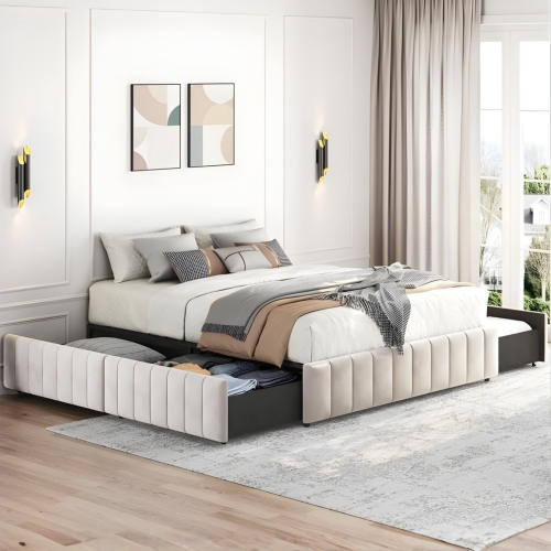 بوكس سرير درجين بدون خلفية بتصميم مخطط ارتفاع 40 س...