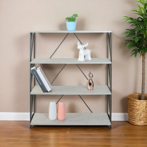 وحدة رفوف خشب ماليزي 4 ادوار متعددة الإستخدام لون...