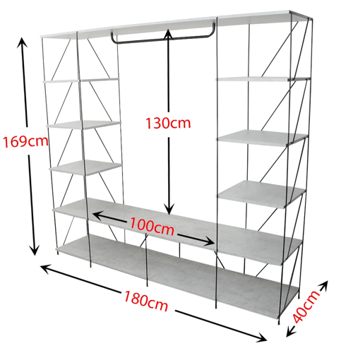 رفوف تخزين مع تعليق ملابس متعدد الاستخدام بتصميم ع...