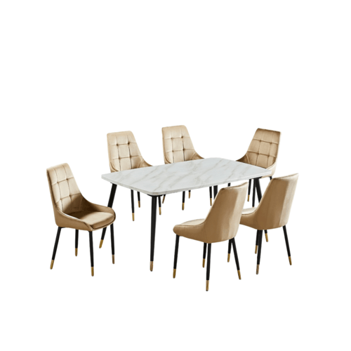 طقم طاولة طعام رخام 6 كراسي 1 طاولة