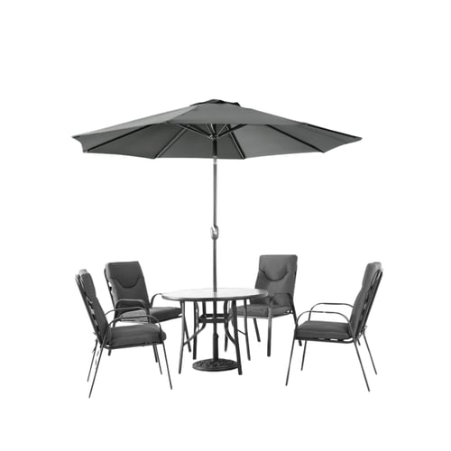 طقم جلسة خارجية 4 كراسي مع طاولة مظلة