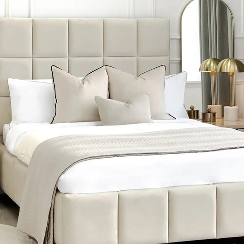 سرير روز الفندقي - قماش مخمل قطيفة