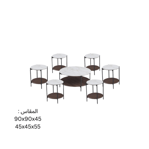 طقم شاي سيراميك مع خشب 6+1