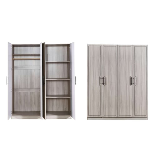 دولاب ملابس 4 أبواب بـ 3 الوان - رفوف وتعليق - CL-...