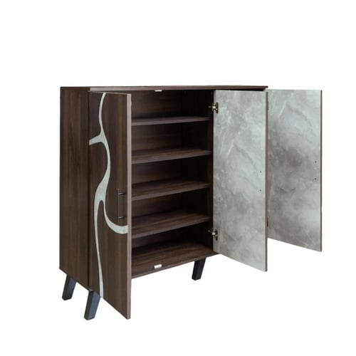 خزانة احذية 3 درفات خشب ماليزي 5 أدوار - بني غامق...