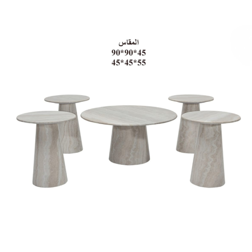 طقم طاولة شاهي رخام 1+4 - أنيقة دائرية بتصميم عصري...