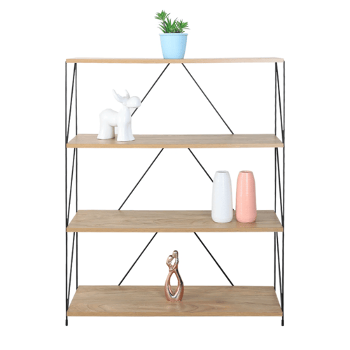 وحدة رفوف خشب ماليزي 4 ادوار متعددة الإستخدام لون...