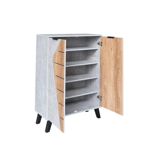 خزانة أحذية خشب ماليزي 2 باب 5 طبقات تنظيم , رصاصي...