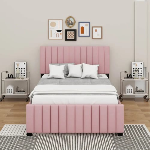 سرير ريفولا مع سرير سفلي - قماش مخمل قطيفة