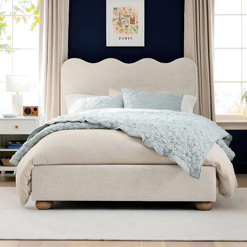 سرير الموج الفندقي بقماش شنيل