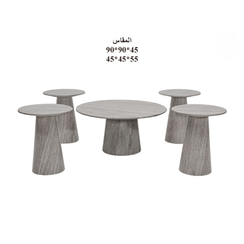 طقم طاولة شاهي رخام 1+4 - أنيقة دائرية بتصميم عصري...