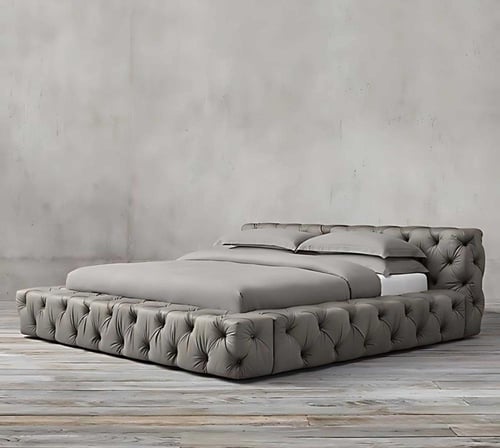 سرير GS-70 ديلوكس كبيتون بقماش مخمل او جلد