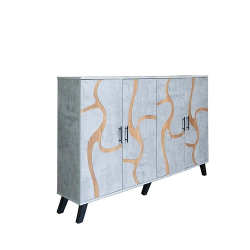 خزانة احذية 2 قسم خشب ماليزي 5 أدوار - رمادي فاتح...