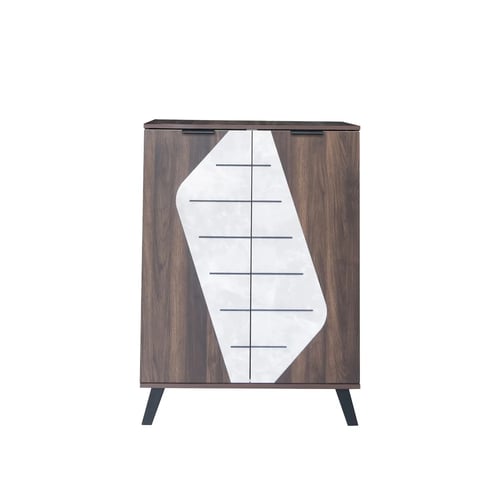 خزانة أحذية خشب ماليزي 2 باب 5 طبقات تنظيم , بني غ...