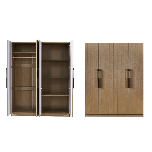 دولاب ملابس 4 أبواب بـ 3 الوان - رفوف وتعليق - CL-...