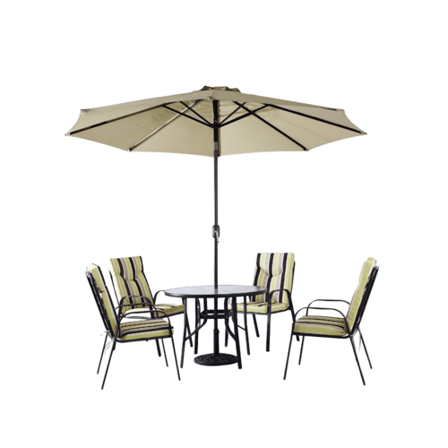 طقم جلسة خارجية 4 كراسي مع طاولة مظلة