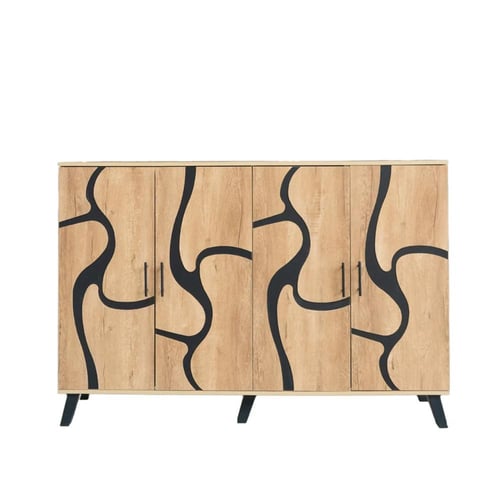 خزانة احذية 2 قسم خشب ماليزي 5 أدوار - بيج و أسود