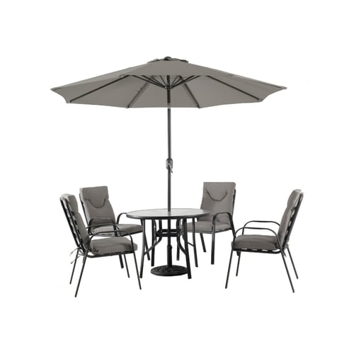 طقم جلسة خارجية 4 كراسي مع طاولة مظلة