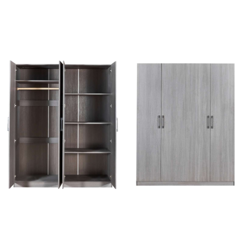 دولاب ملابس 4 أبواب بـ 3 الوان - رفوف وتعليق - CL-...