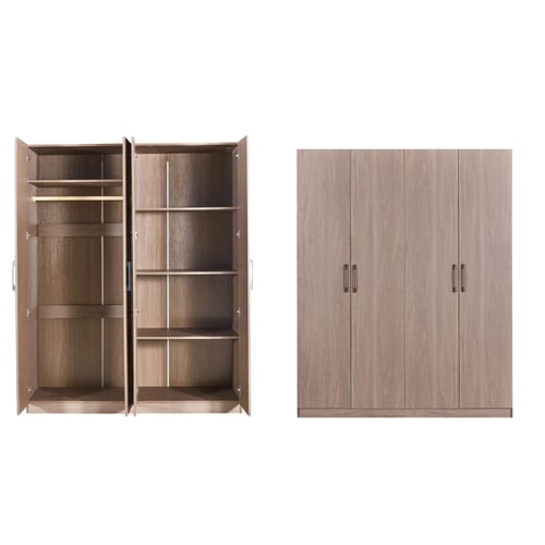 دولاب ملابس 4 أبواب بـ 3 الوان - رفوف وتعليق - CL-...