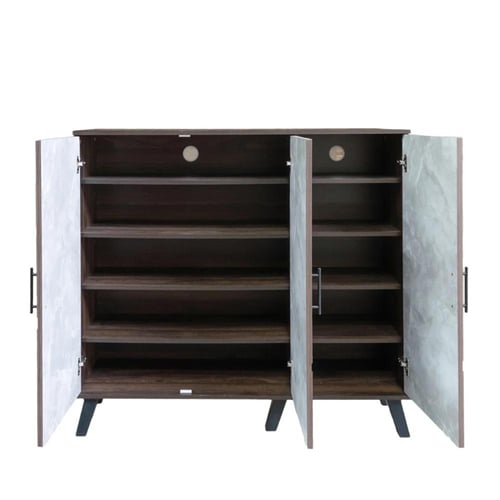 خزانة احذية 3 درفات خشب ماليزي 5 أدوار - بني غامق...