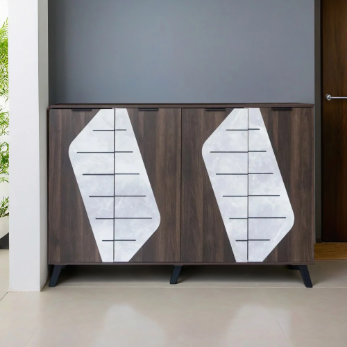 خزانة أحذية مودرن مساحة واسعة 2 أقسام 5 ارفف خشب م...