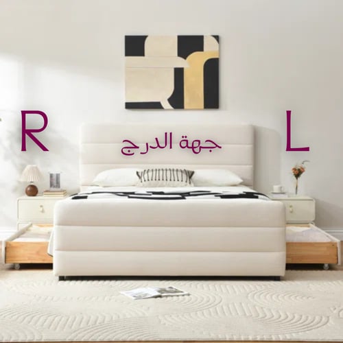 سرير زينيا بدرج واحد بقماش شنيل