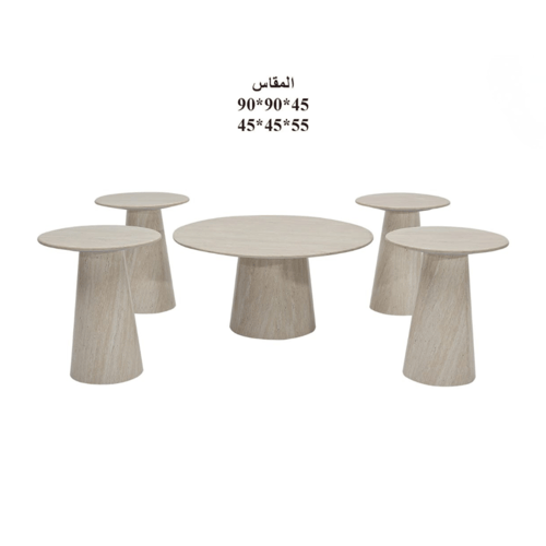 طقم طاولة شاهي رخام 1+4 - أنيقة دائرية بتصميم عصري...