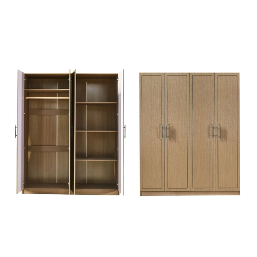 دولاب ملابس 4 أبواب بـ 3 الوان - رفوف وتعليق - CL-...