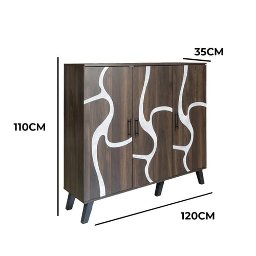 خزانة احذية 3 درفات خشب ماليزي 5 أدوار - بني غامق...