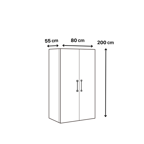 دولاب ملابس بابين بـ 3 الوان - رفوف وتعليق - CL-12