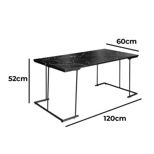 طاولات قهوة طقم 5 قطع خشب ماليزي - أسود رخامي