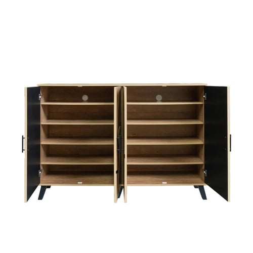 خزانة احذية 2 قسم خشب ماليزي 5 أدوار - بيج و أسود