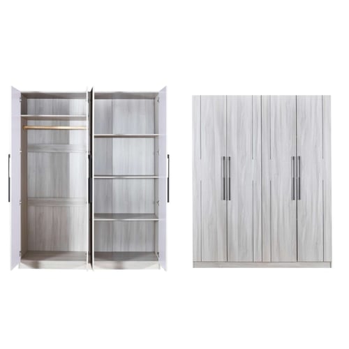 دولاب ملابس 4 أبواب بـ 3 الوان - رفوف وتعليق - CL-...