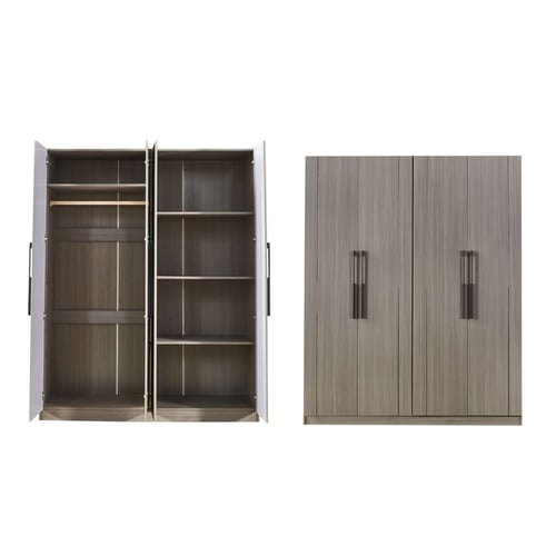 دولاب ملابس 4 أبواب بـ 3 الوان - رفوف وتعليق - CL-...